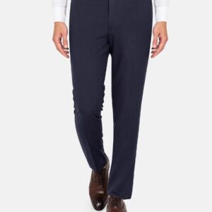 Slim Fit Textured Navy Pants