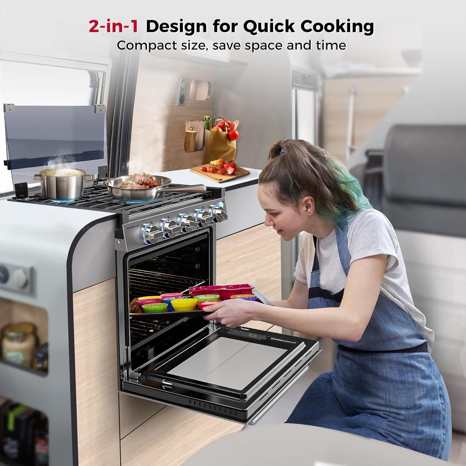 Alternative view of Camplux 21 Inches RV Stove Gas Range Oven 3 Burners Cooktop